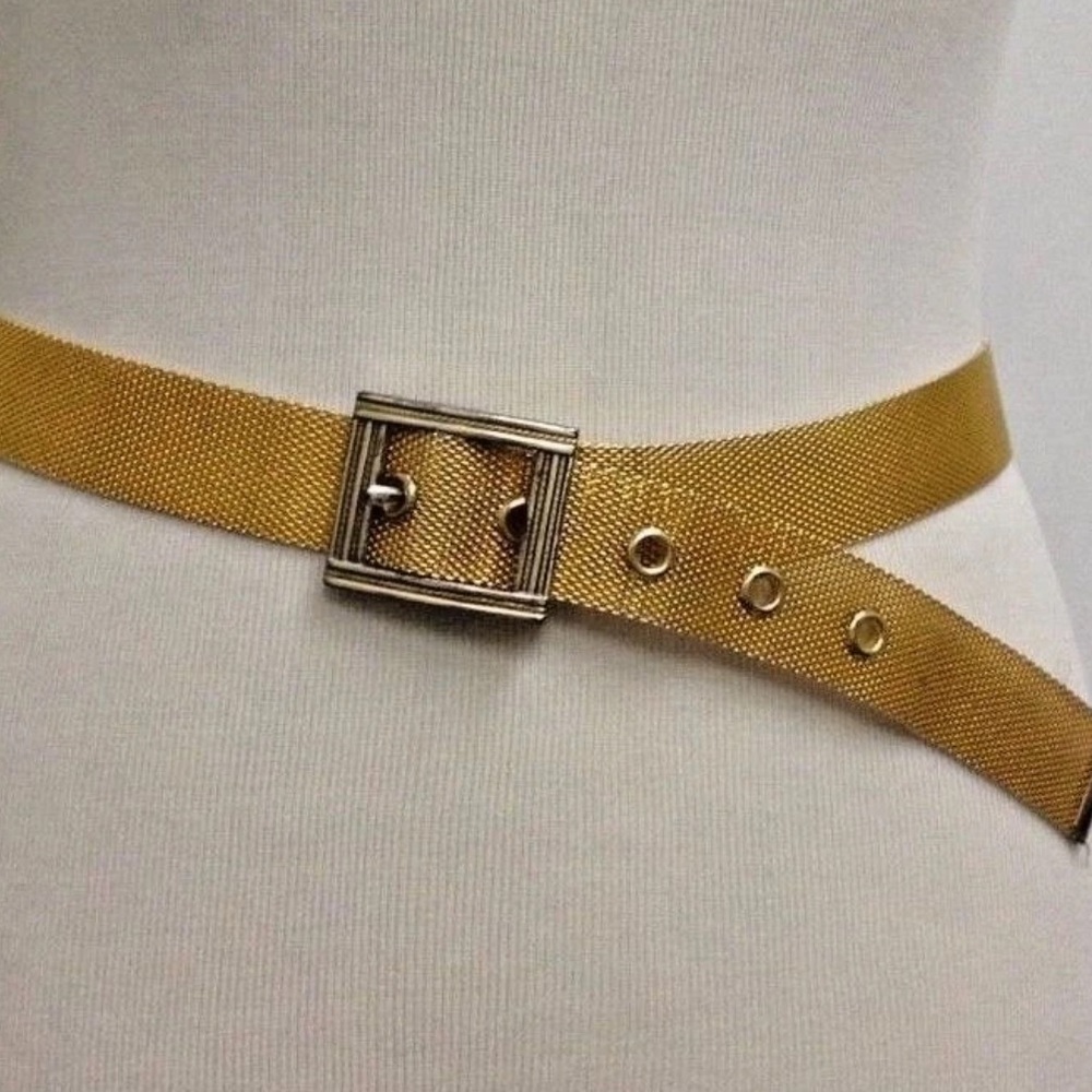 GOLD MESH METAL BELT Classic Preppy Style Vintage 1970-80's Woman's Sz 39" RARE!